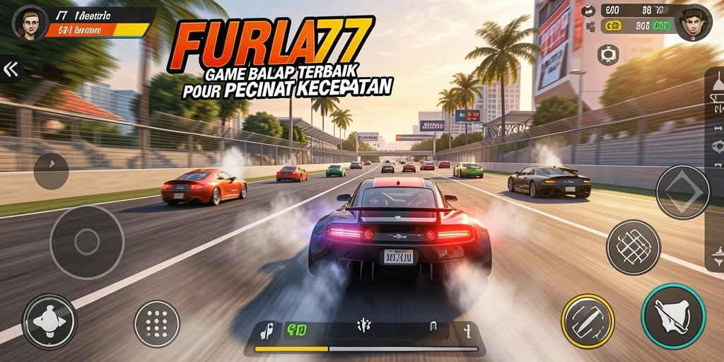 Tampilan gameplay seru FURLA77 saat balapan di lintasan.