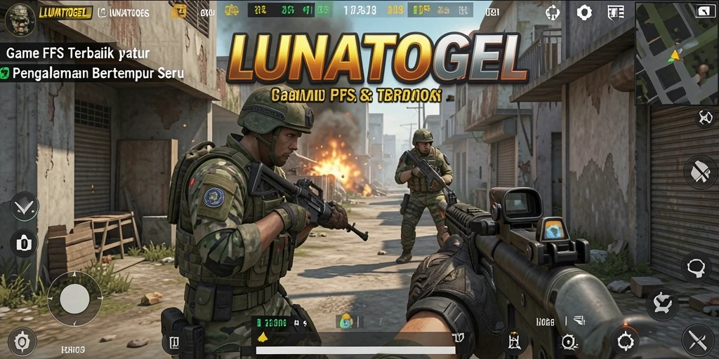 Tampilan gameplay menarik dari LUNATOGEL dengan aksi tembak-tembakan.