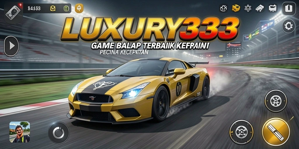 Screenshot gameplay LUXURY333 yang mendebarkan di lintasan balap.